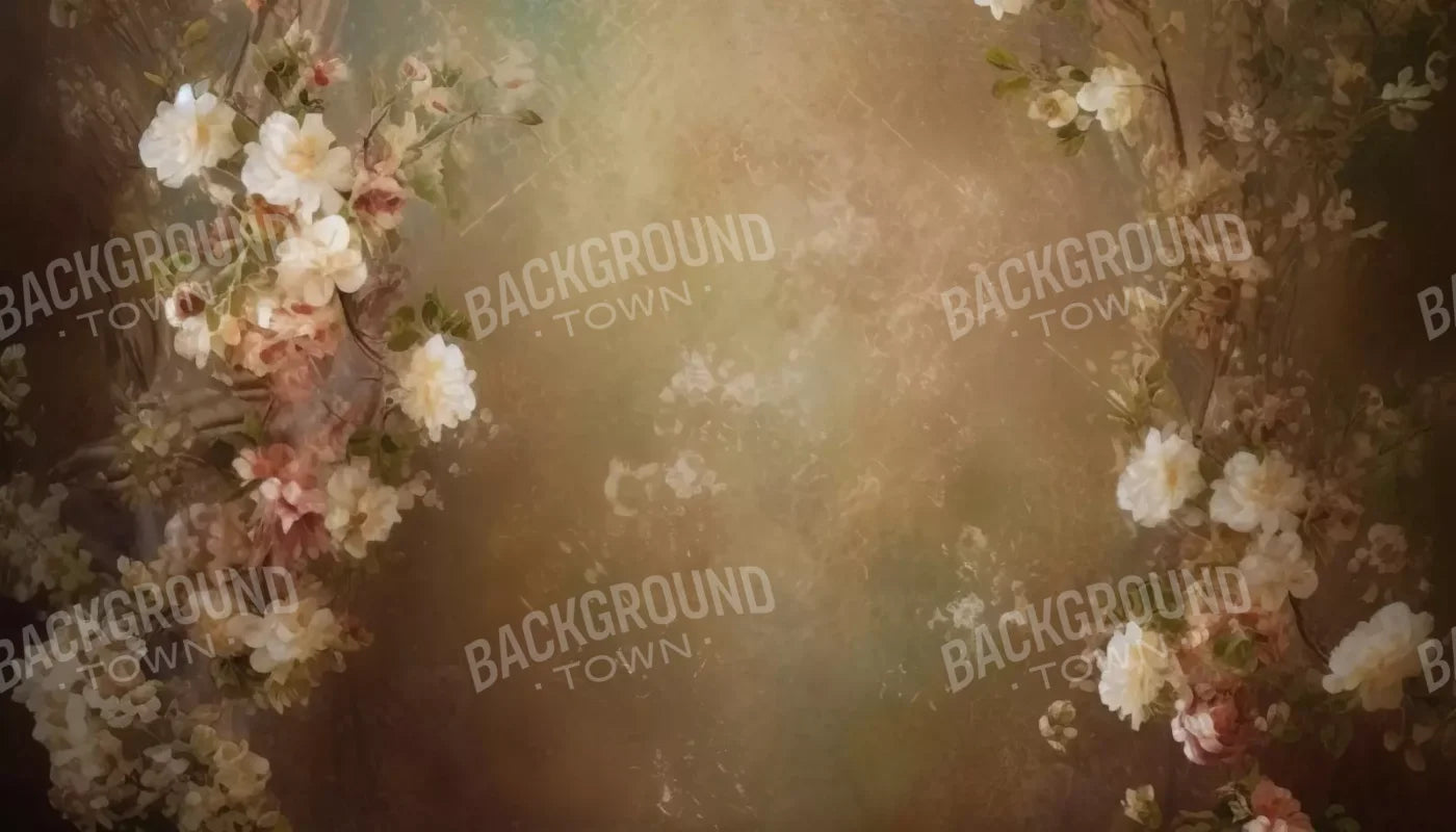 Vintage Brown Floral 2 14’X8’ Ultracloth (168 X 96 Inch) Backdrop