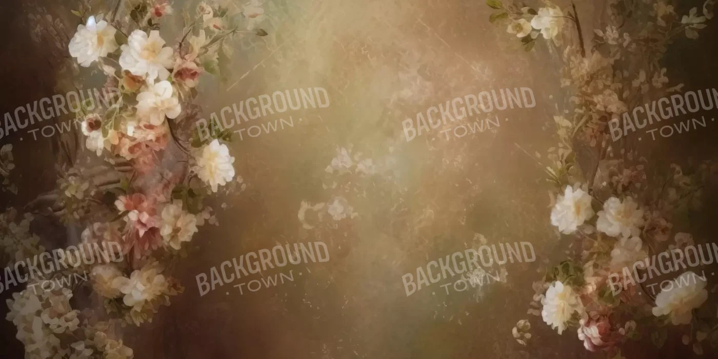 Vintage Brown Floral 2 16’X8’ Ultracloth (192 X 96 Inch) Backdrop