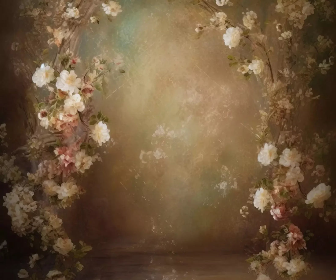 Vintage Brown Floral 2 5’X4’2 Fleece (60 X 50 Inch) Backdrop