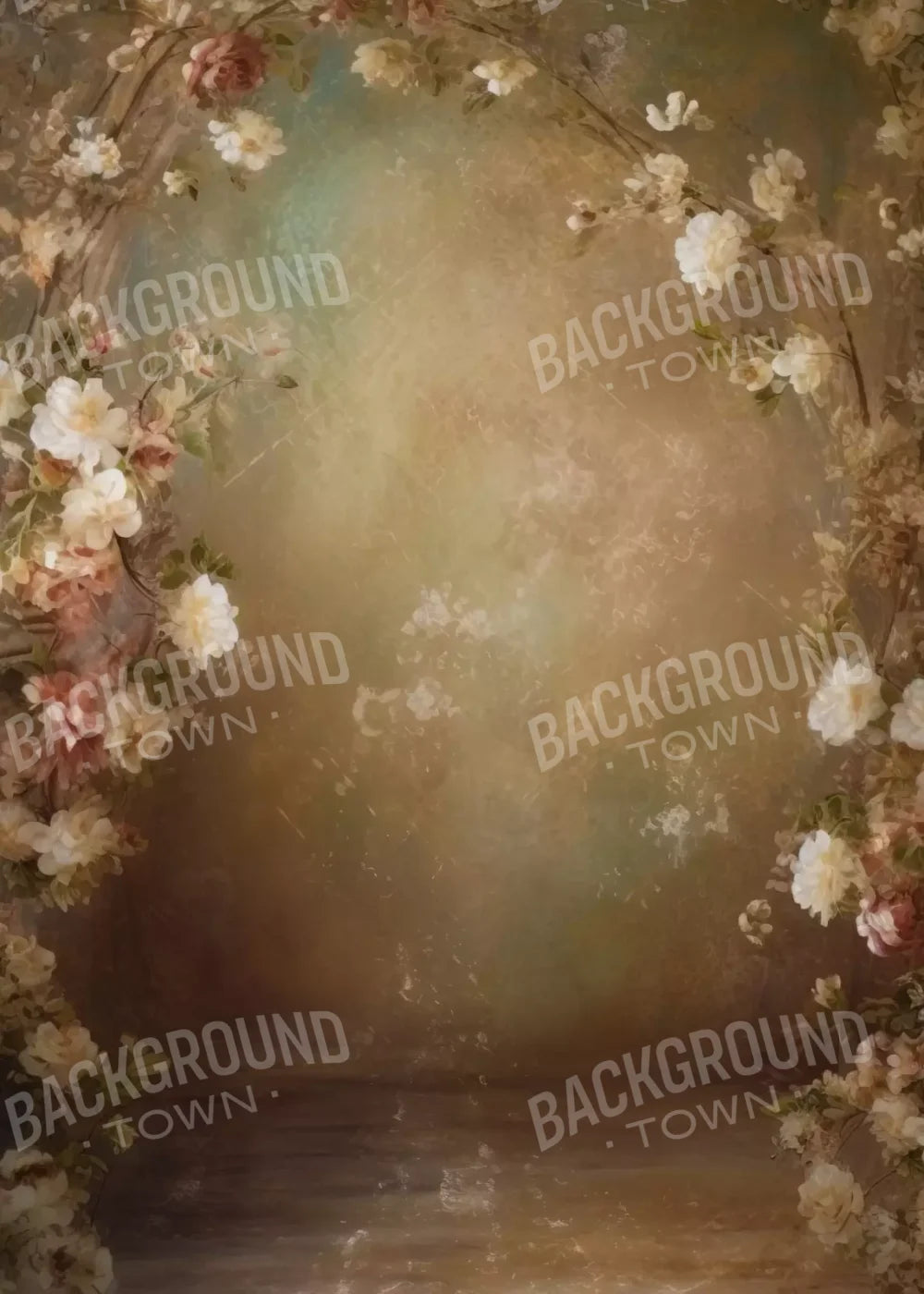 Vintage Brown Floral 2 5’X7’ Ultracloth (60 X 84 Inch) Backdrop