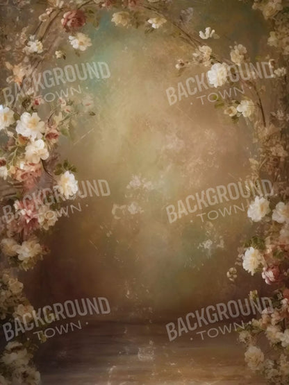 Vintage Brown Floral 2 6’X8’ Fleece (72 X 96 Inch) Backdrop