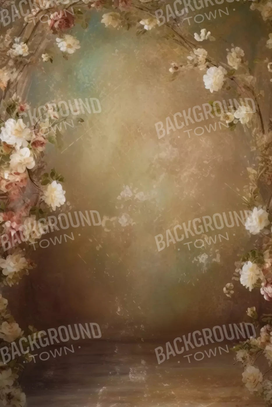 Vintage Brown Floral 2 8’X12’ Ultracloth (96 X 144 Inch) Backdrop