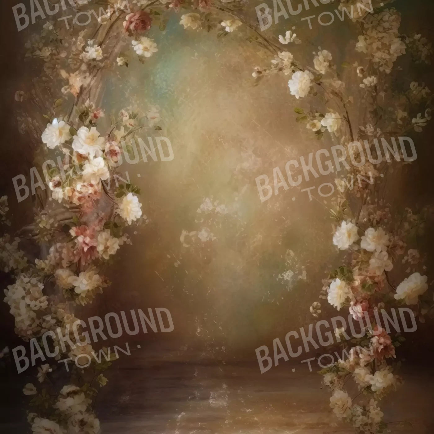 Vintage Brown Floral 2 8’X8’ Fleece (96 X Inch) Backdrop