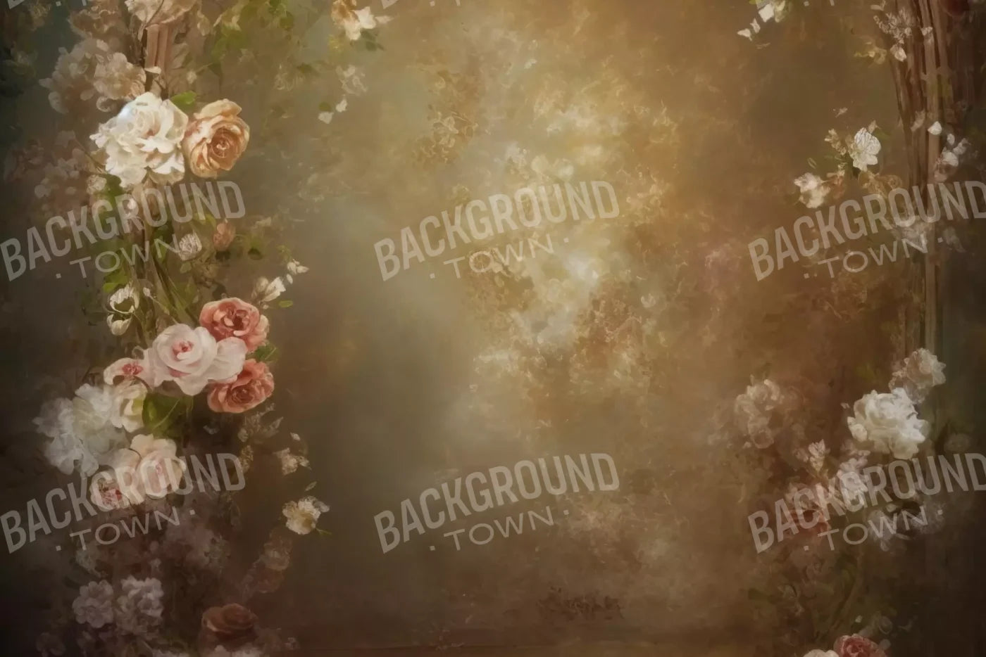 Vintage Brown Floral 3 12’X8’ Ultracloth (144 X 96 Inch) Backdrop