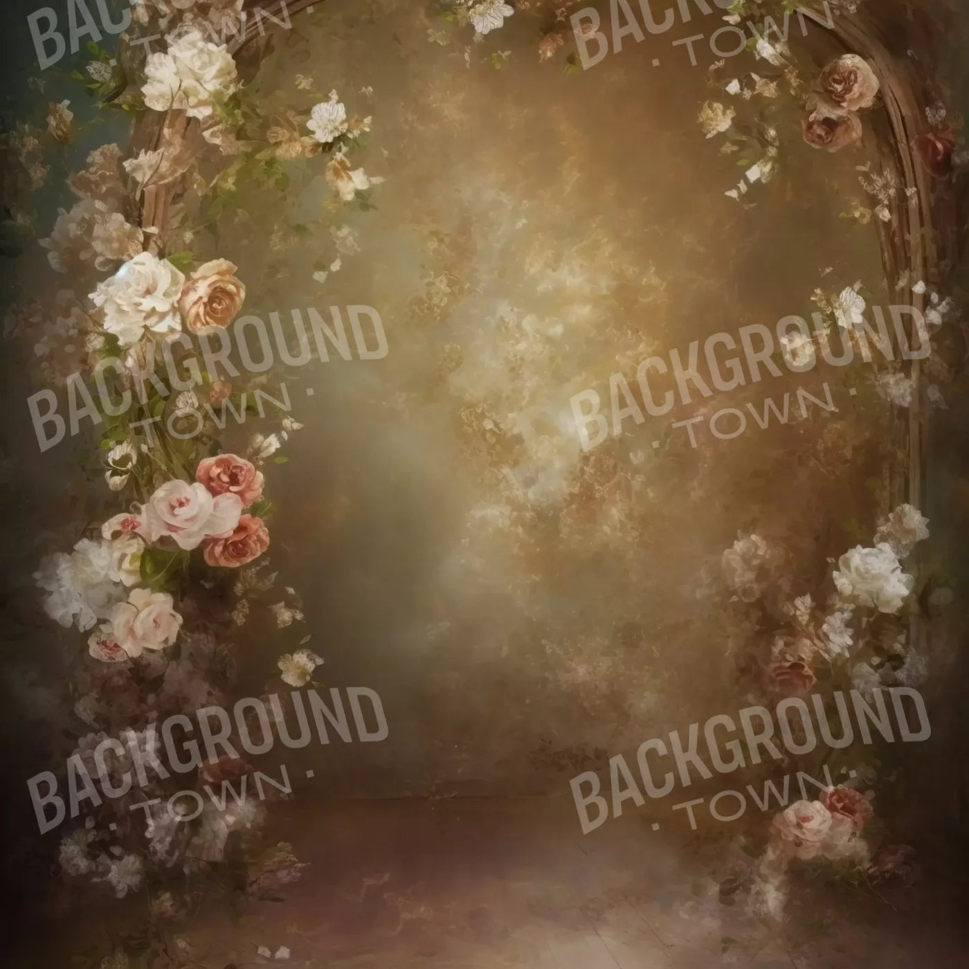 Vintage Brown Floral 3 8’X8’ Fleece (96 X Inch) Backdrop