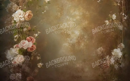 Vintage Brown Floral 3 8’X5’ Ultracloth (96 X 60 Inch) Backdrop