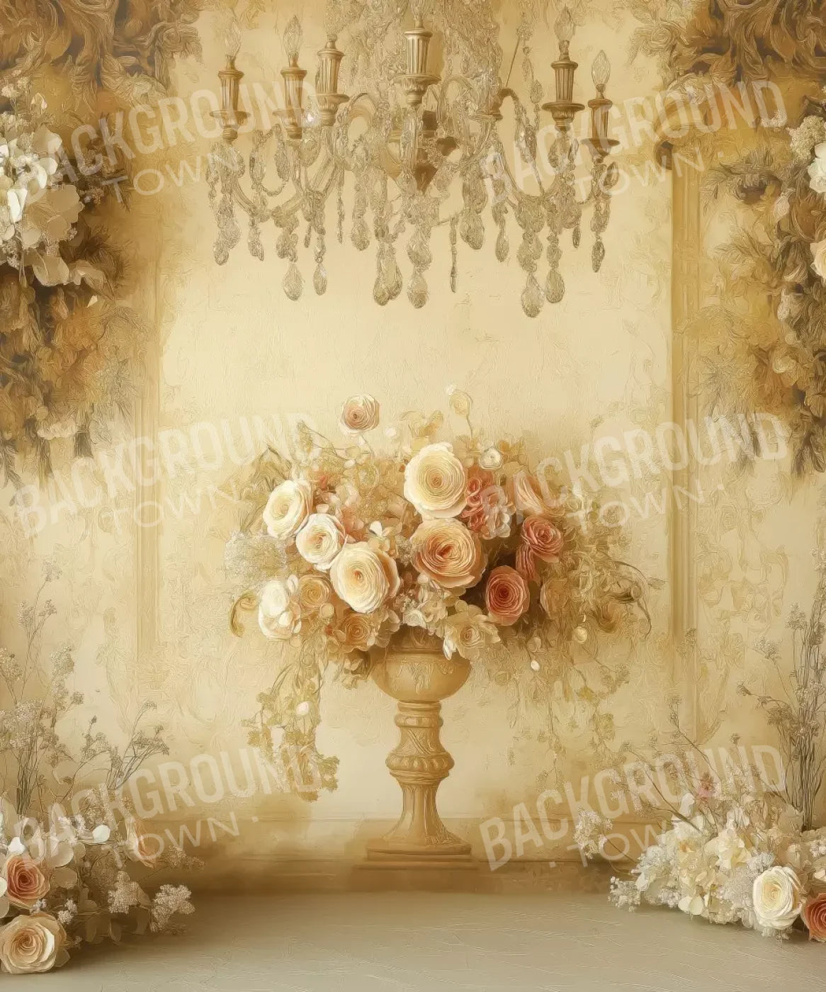 Vintage Flowers On Pedestals 10’x12’ UltraCloth (120 x 144 inch) Backdrop