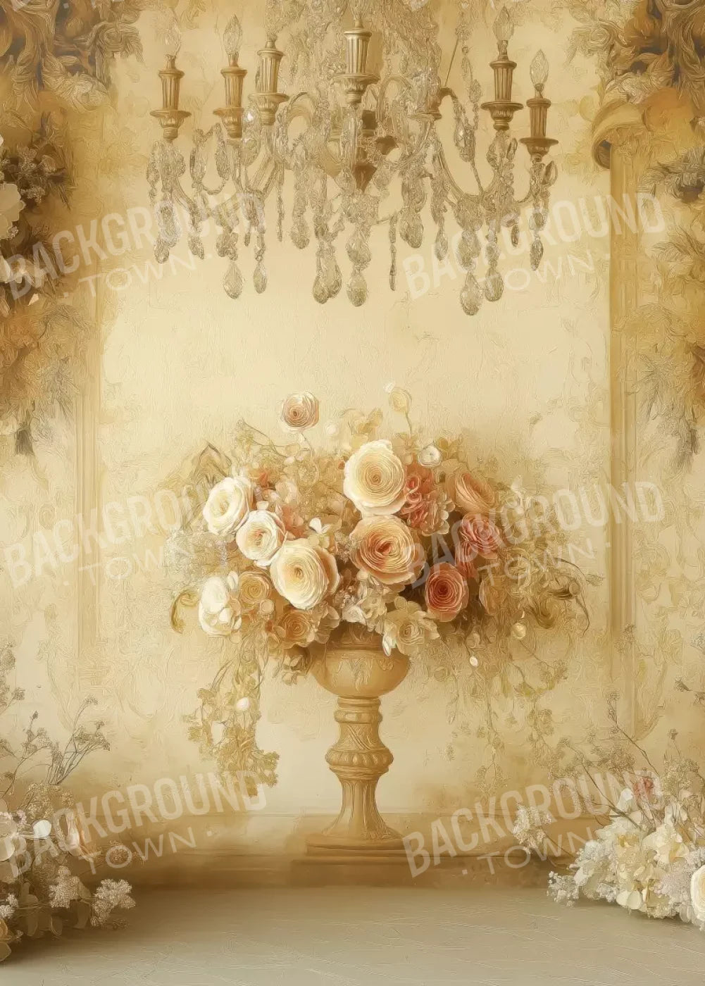 Vintage Flowers On Pedestals 5’x7’ UltraCloth (60 x 84 inch) Backdrop