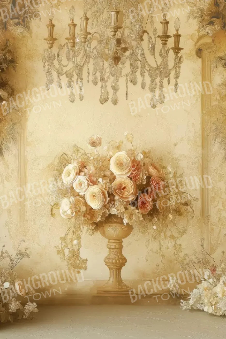 Vintage Flowers On Pedestals 8’x12’ UltraCloth (96 x 144 inch) Backdrop