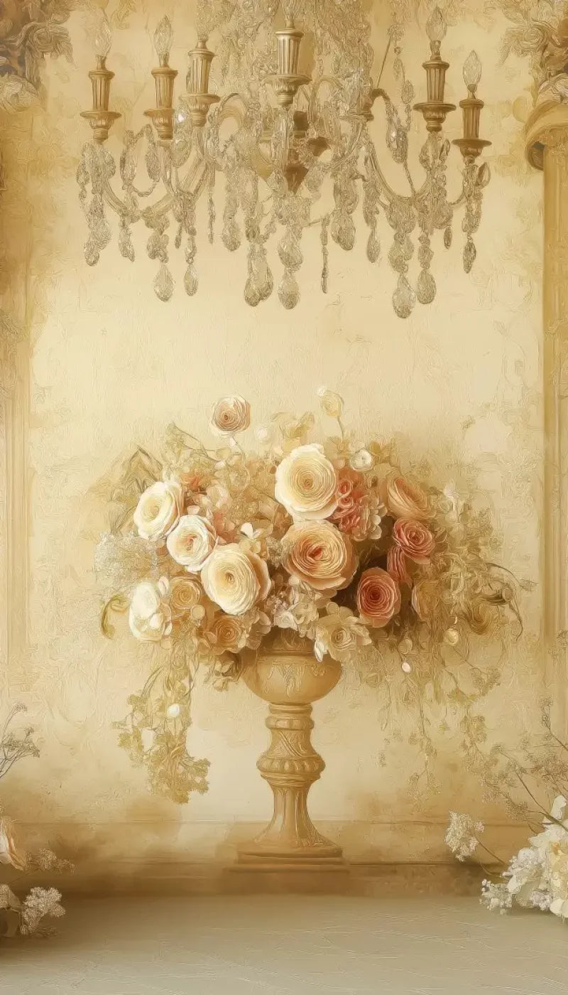Vintage Flowers On Pedestals 8’x14’ UltraCloth (96 x 168 inch) Backdrop