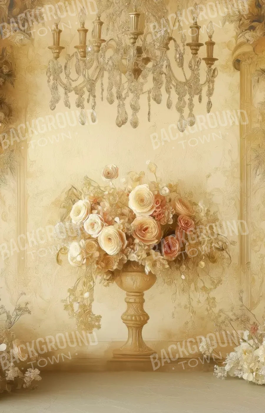 Vintage Flowers On Pedestals 9’x14’ UltraCloth (108 x 168 inch) Backdrop