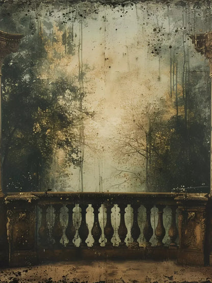 Vintage Overlooking Balcony 6’x8’ Fleece (72 x 96 inch) Backdrop