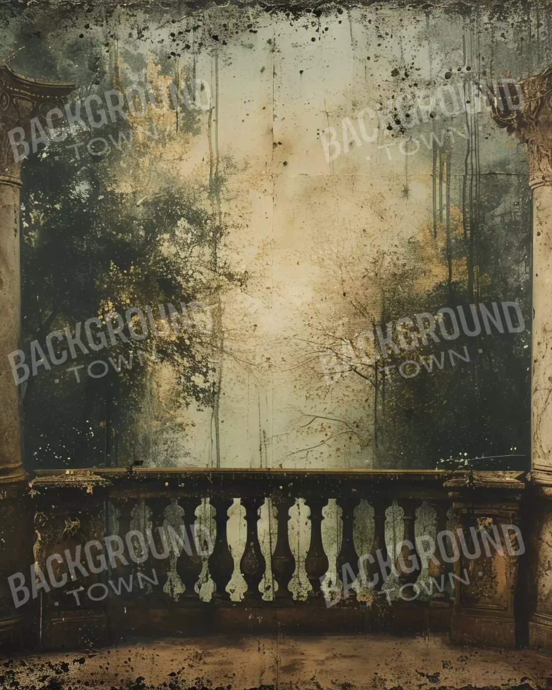 Vintage Overlooking Balcony 8’x10’ Fleece (96 x 120 inch) Backdrop