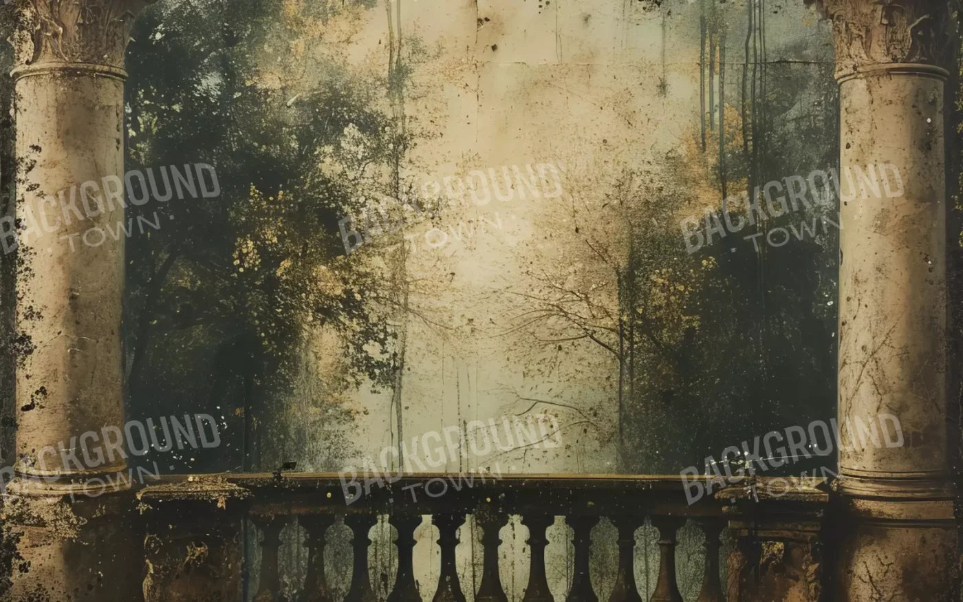 Vintage Overlooking Balcony 8’x5’ UltraCloth (96 x 60 inch) Backdrop