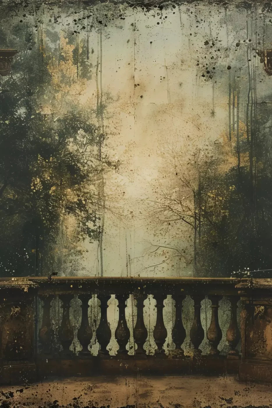 Vintage Overlooking Balcony Backdrop