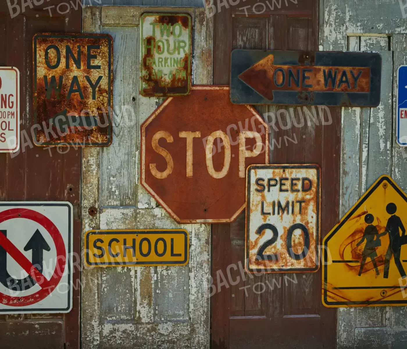 Vintage Signs 12’X10’ Ultracloth (144 X 120 Inch) Backdrop