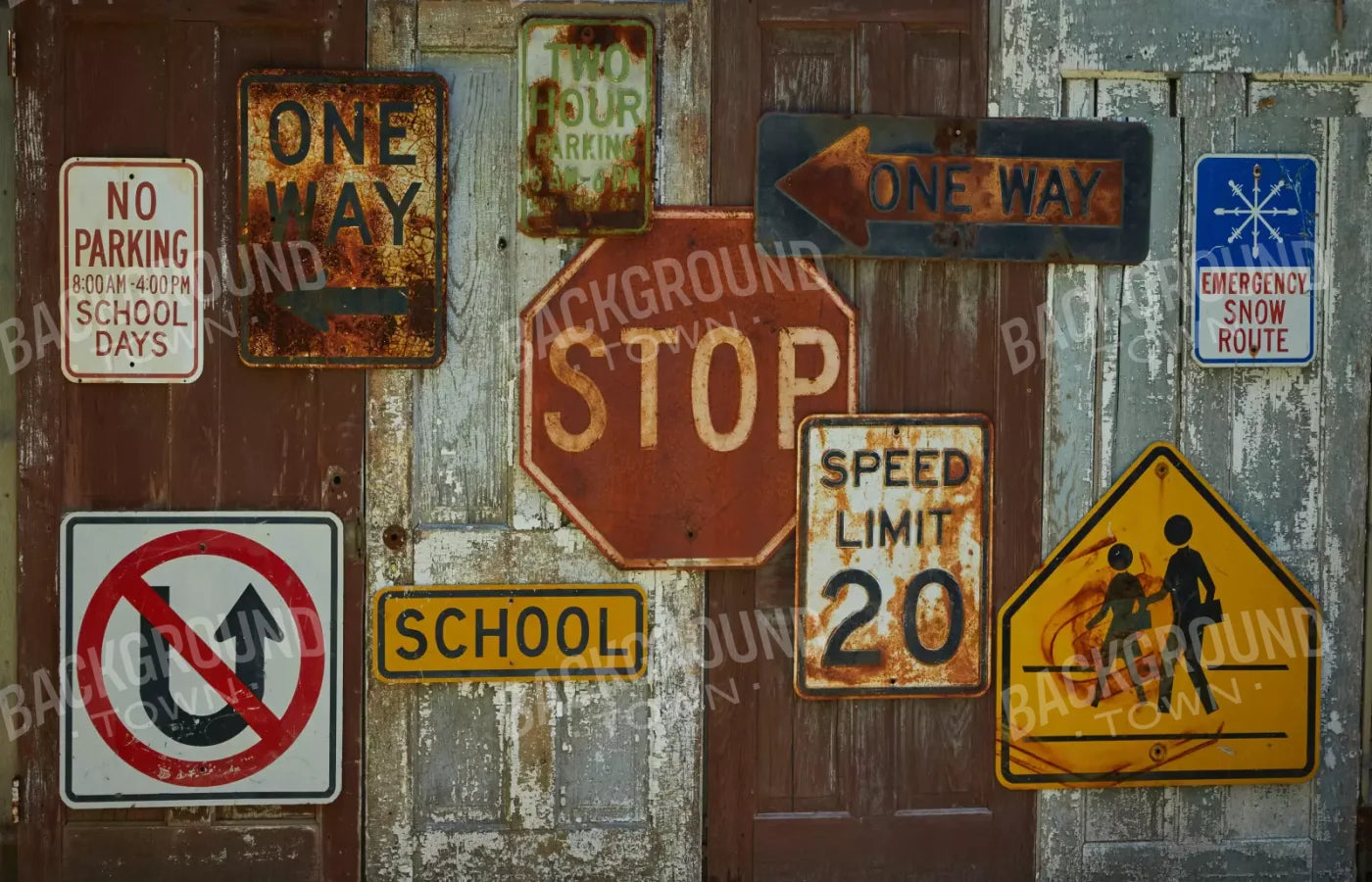 Vintage Signs 12’X8’ Ultracloth (144 X 96 Inch) Backdrop