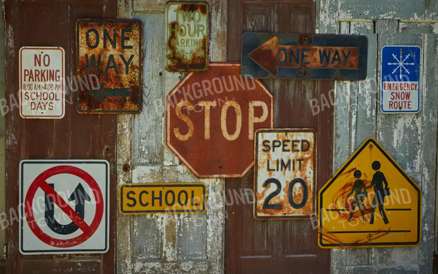 Vintage Signs 14’X9’ Ultracloth (168 X 108 Inch) Backdrop