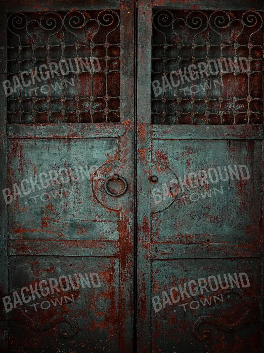 Vintage Teal Door 5’X6’8’ Fleece (60 X 80 Inch) Backdrop