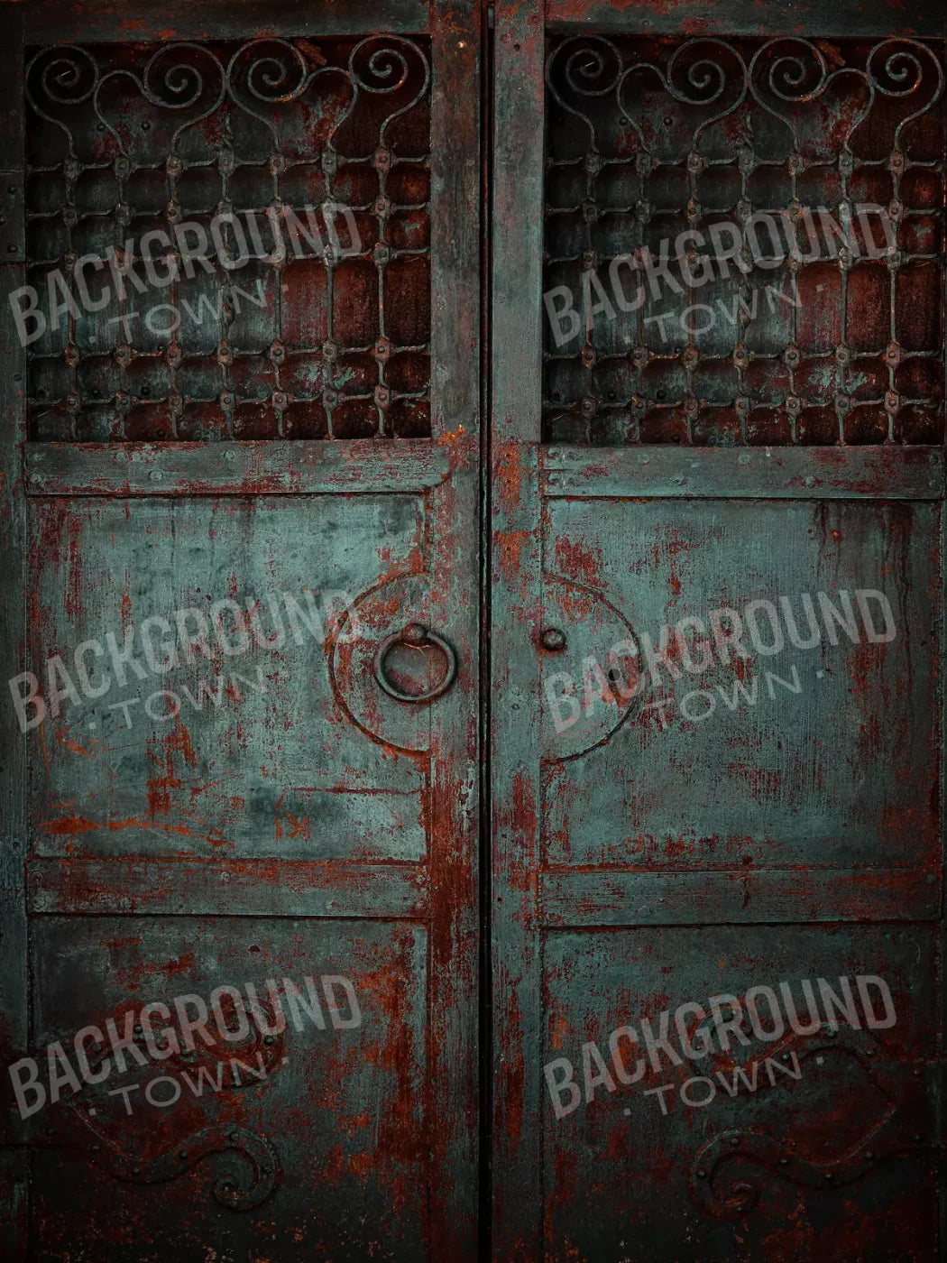Vintage Teal Door 8’X10’ Fleece (96 X 120 Inch) Backdrop