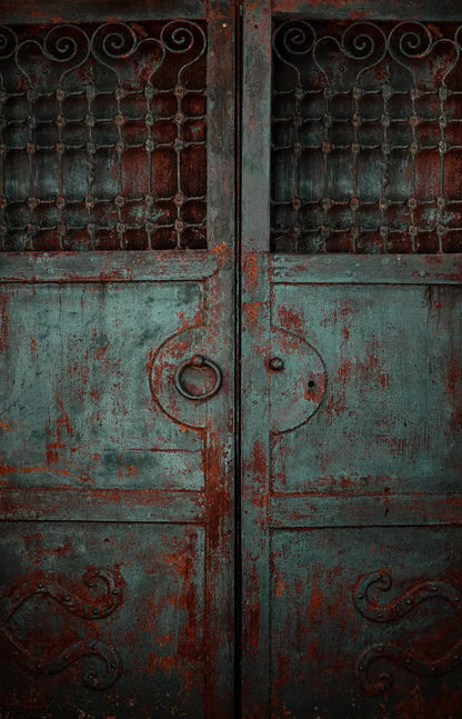 Vintage Teal Door 8’X12’ Ultracloth (96 X 144 Inch) Backdrop
