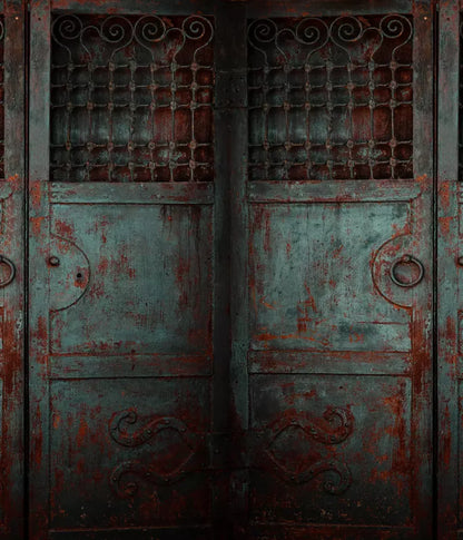 Vintage Teal Doors 10X12 Ultracloth ( 120 X 144 Inch ) Backdrop