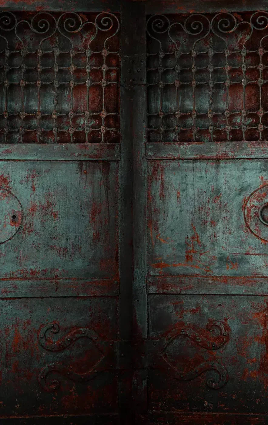 Vintage Teal Doors 10X16 Ultracloth ( 120 X 192 Inch ) Backdrop
