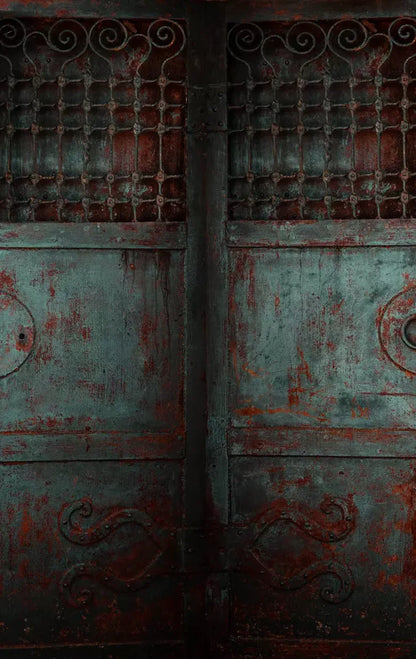 Vintage Teal Doors 10X16 Ultracloth ( 120 X 192 Inch ) Backdrop