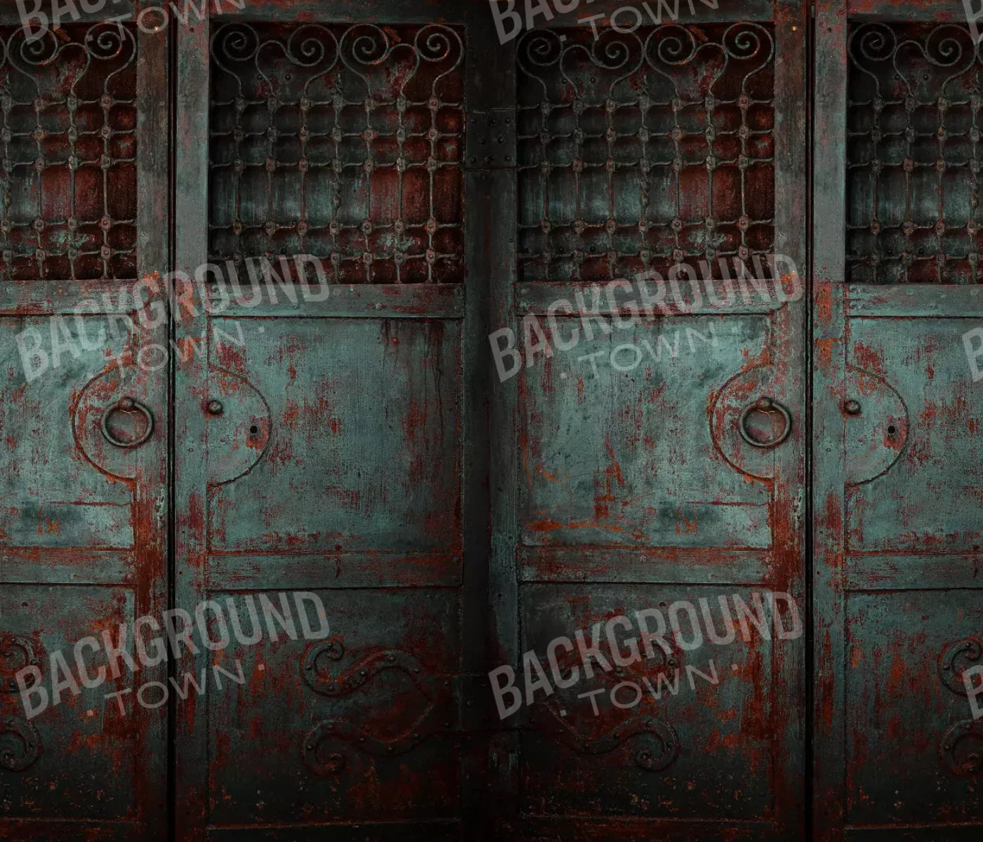 Vintage Teal Doors 12X10 Ultracloth ( 144 X 120 Inch ) Backdrop