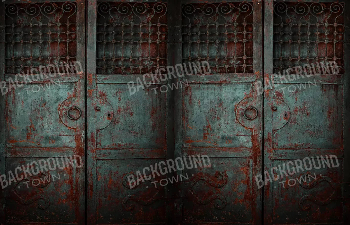 Vintage Teal Doors 12X8 Ultracloth ( 144 X 96 Inch ) Backdrop