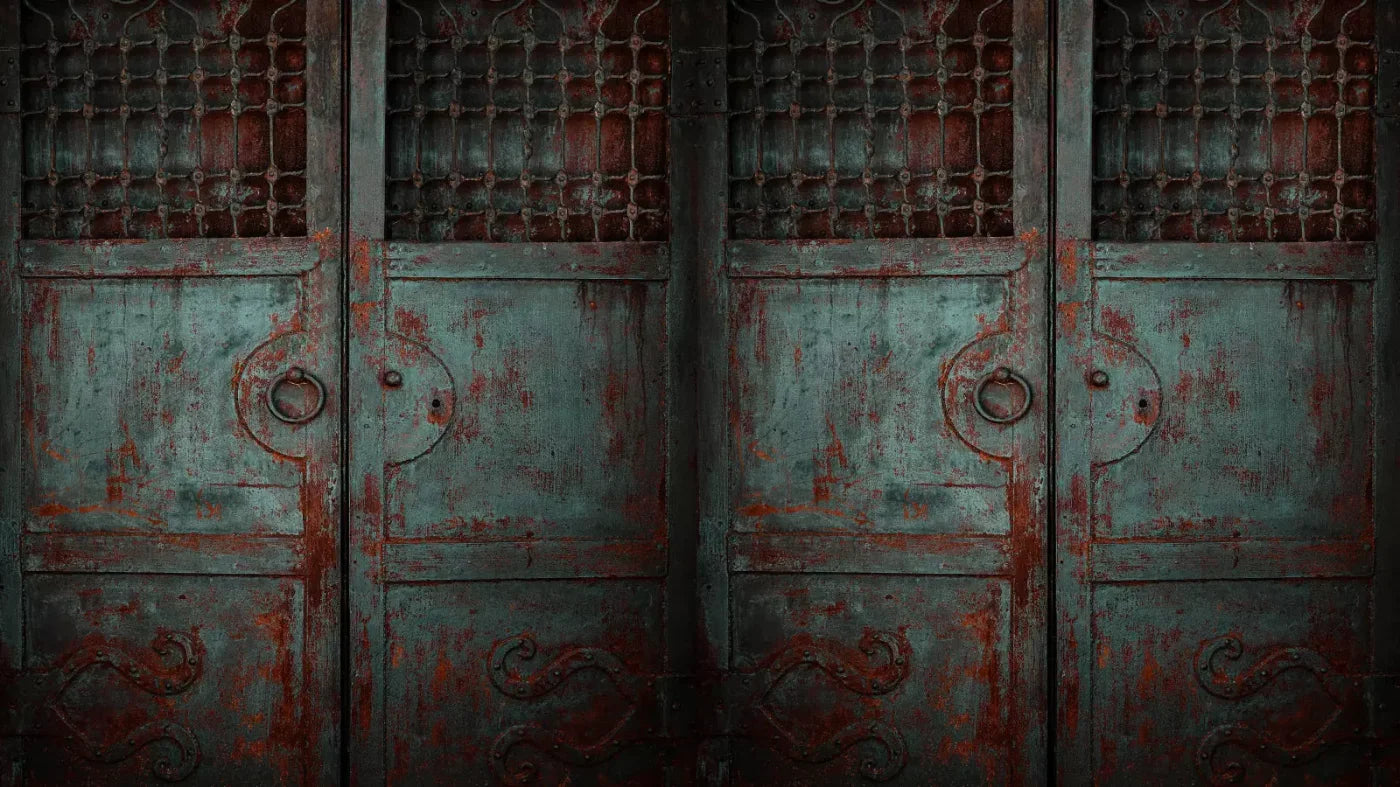 Vintage Teal Doors 14X8 Ultracloth ( 168 X 96 Inch ) Backdrop