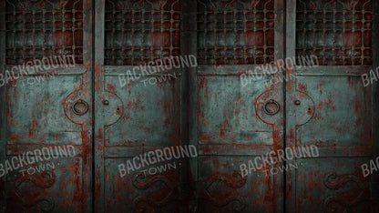Vintage Teal Doors 14X8 Ultracloth ( 168 X 96 Inch ) Backdrop