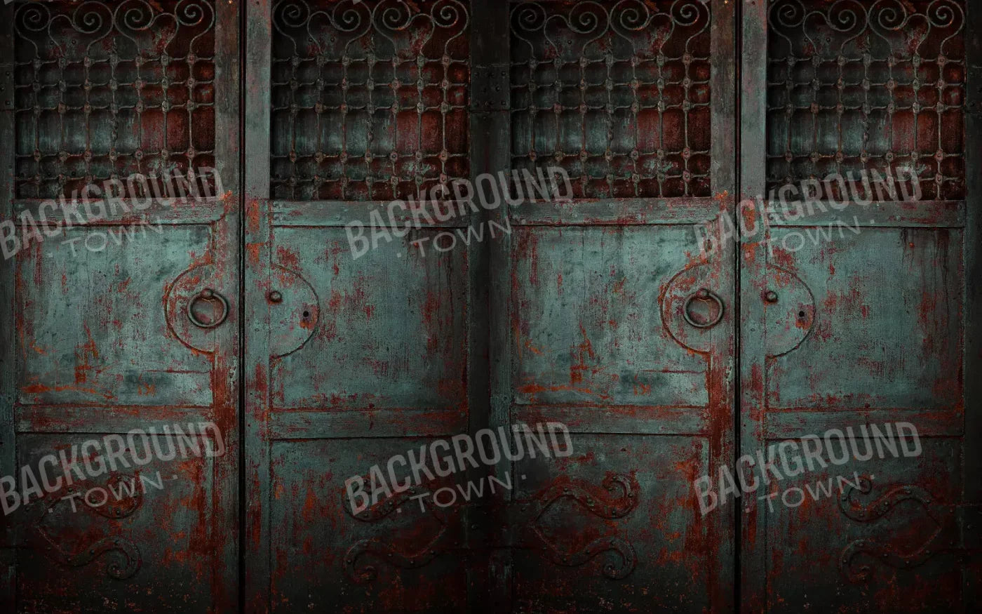 Vintage Teal Doors 14X9 Ultracloth ( 168 X 108 Inch ) Backdrop