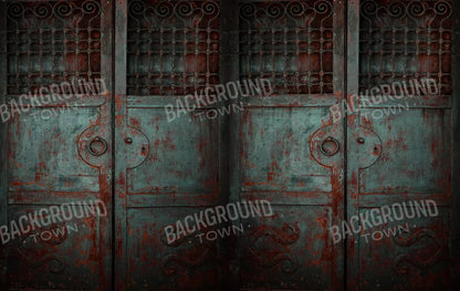 Vintage Teal Doors 16X10 Ultracloth ( 192 X 120 Inch ) Backdrop