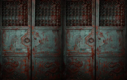 Vintage Teal Doors 16X10 Ultracloth ( 192 X 120 Inch ) Backdrop