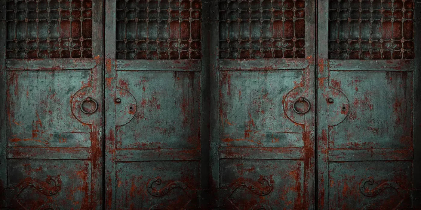 Vintage Teal Doors 20X10 Ultracloth ( 240 X 120 Inch ) Backdrop