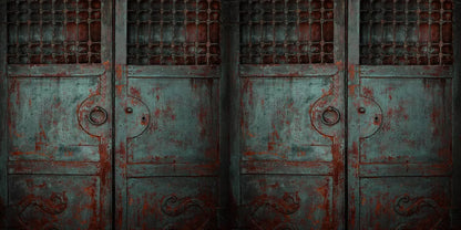 Vintage Teal Doors 20X10 Ultracloth ( 240 X 120 Inch ) Backdrop