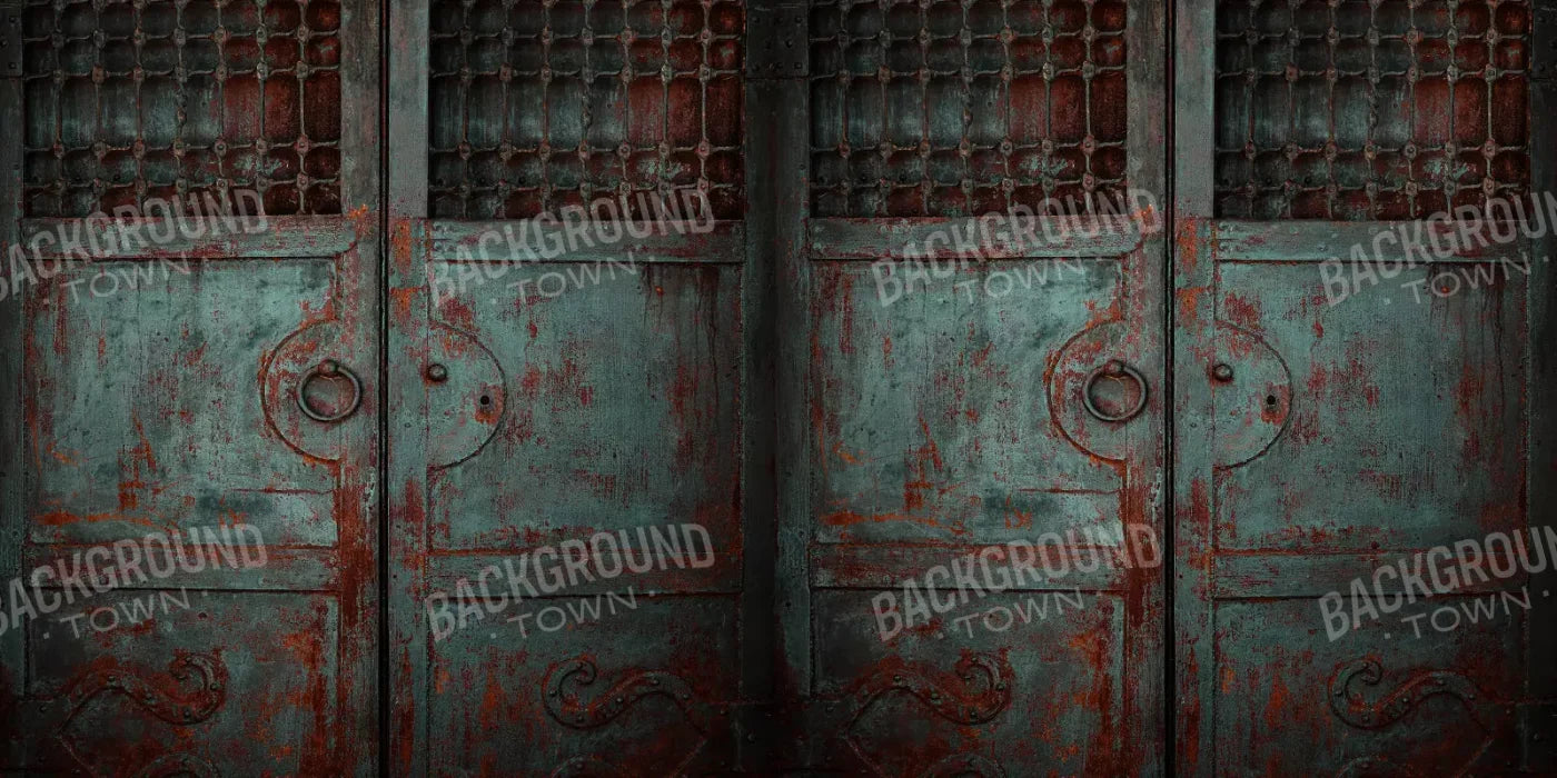 Vintage Teal Doors 20X10 Ultracloth ( 240 X 120 Inch ) Backdrop