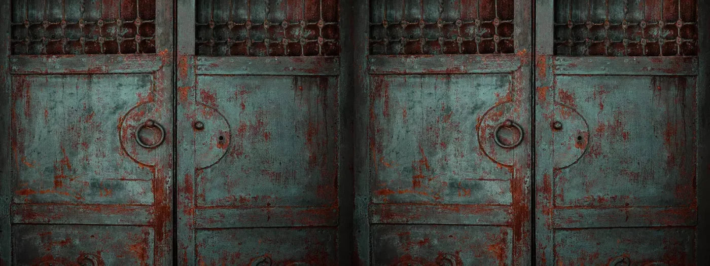 Vintage Teal Doors 20X8 Ultracloth ( 240 X 96 Inch ) Backdrop