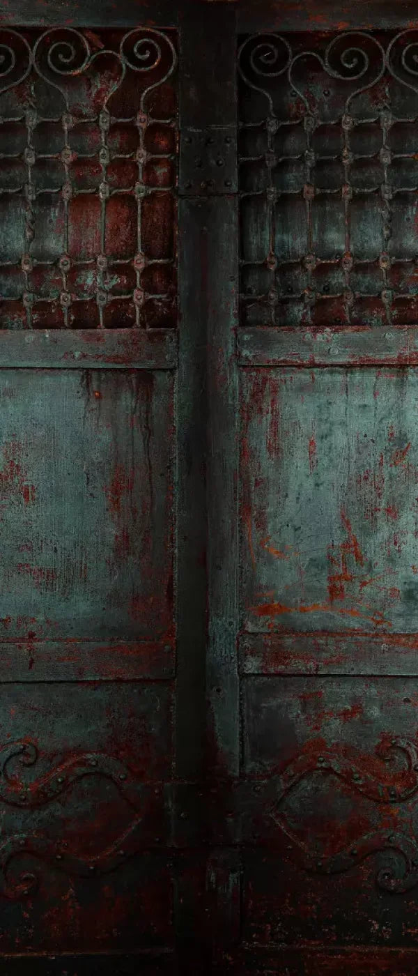 Vintage Teal Doors 5X12 Ultracloth For Westcott X-Drop ( 60 X 144 Inch ) Backdrop