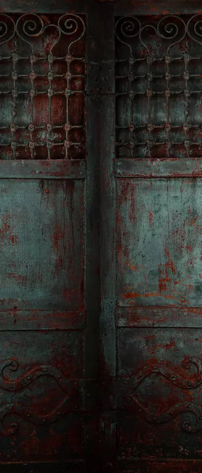 Vintage Teal Doors 5X12 Ultracloth For Westcott X-Drop ( 60 X 144 Inch ) Backdrop