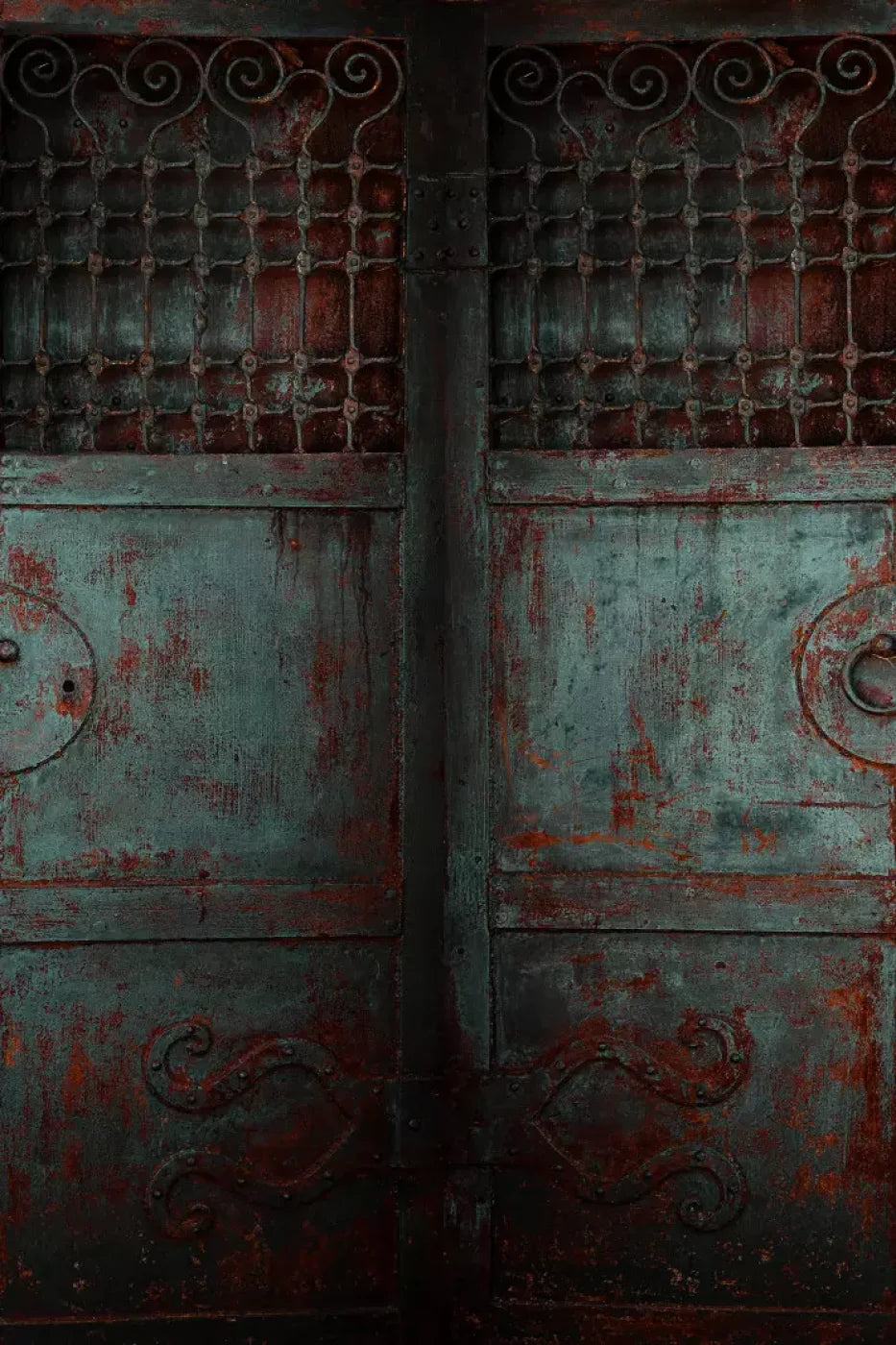 Vintage Teal Doors 5X8 Ultracloth ( 60 X 96 Inch ) Backdrop
