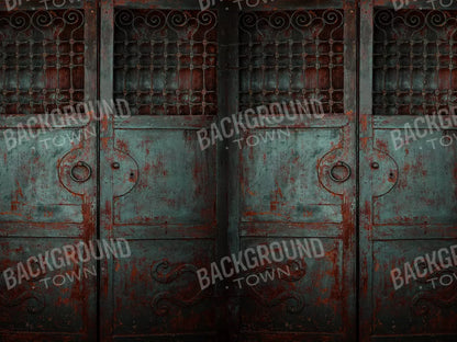 Vintage Teal Doors 68X5 Fleece ( 80 X 60 Inch ) Backdrop