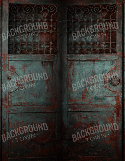 Vintage Teal Doors 6X8 Fleece ( 72 X 96 Inch ) Backdrop