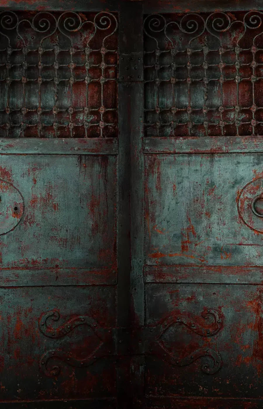 Vintage Teal Doors 8X12 Ultracloth ( 96 X 144 Inch ) Backdrop