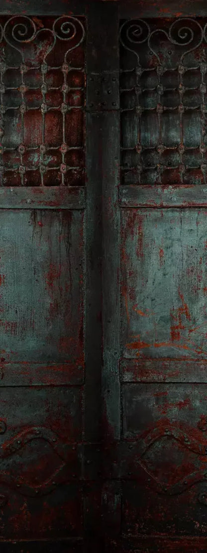 Vintage Teal Doors 8X20 Ultracloth ( 96 X 240 Inch ) Backdrop