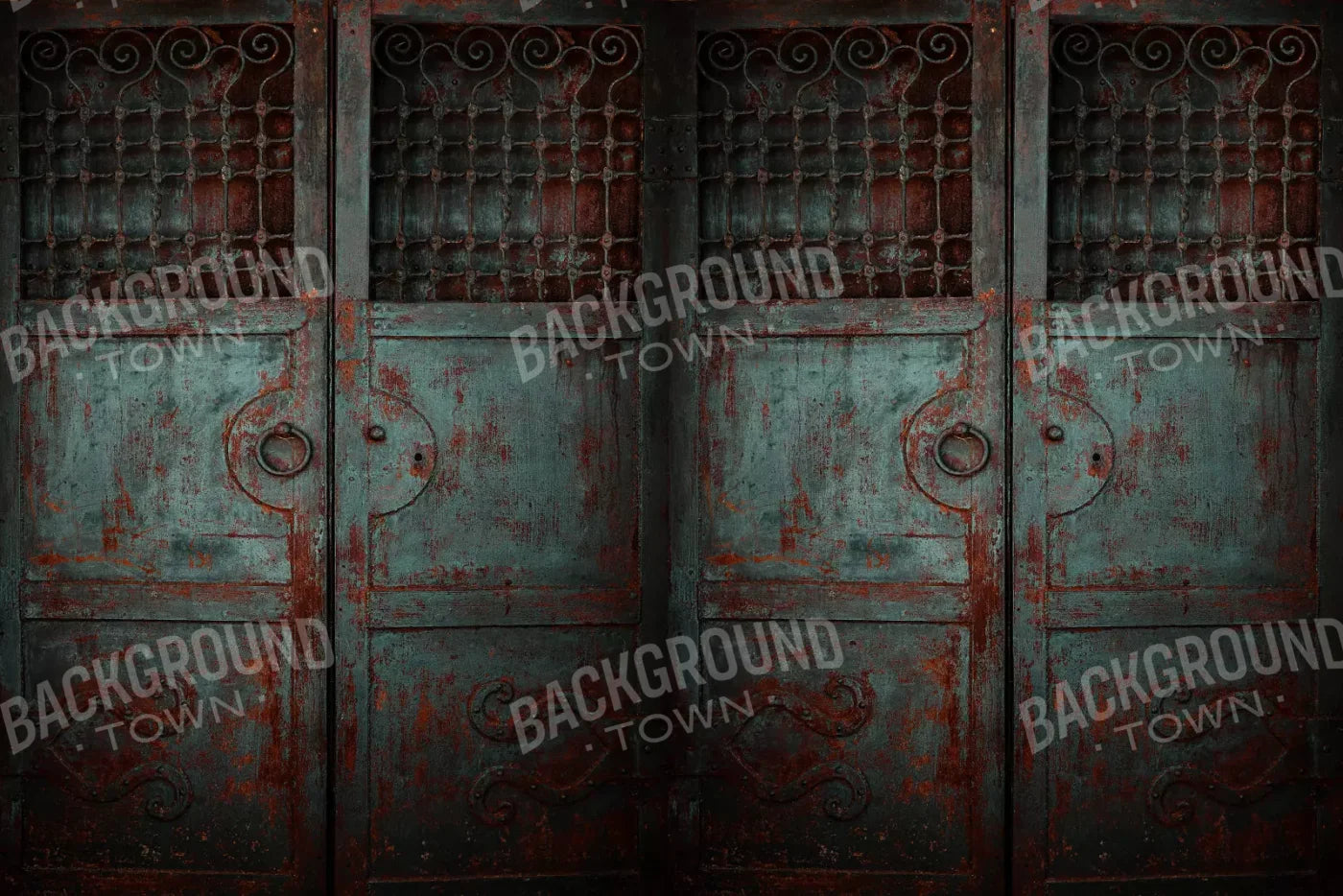 Vintage Teal Doors 8X5 Ultracloth ( 96 X 60 Inch ) Backdrop