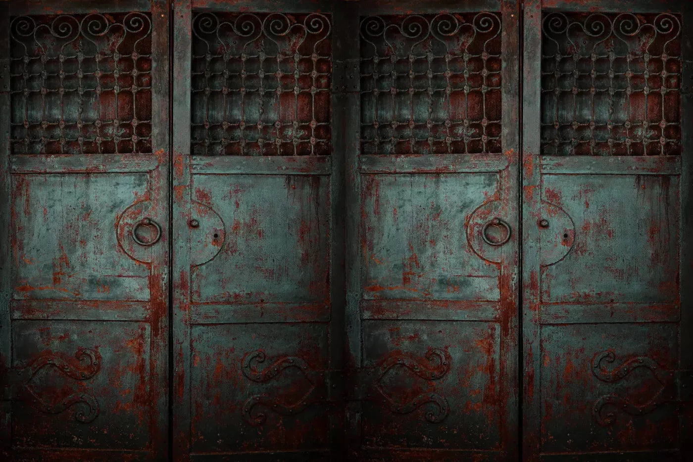 Vintage Teal Doors Backdrop