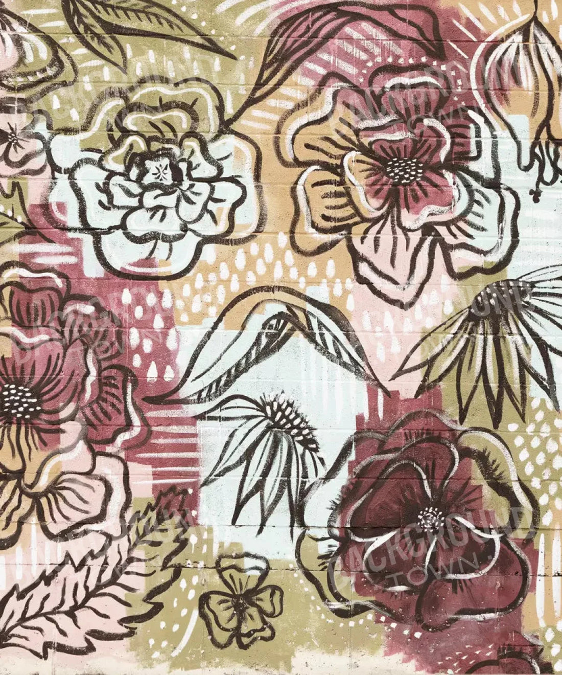 Beige Floral Backdrop for Photography