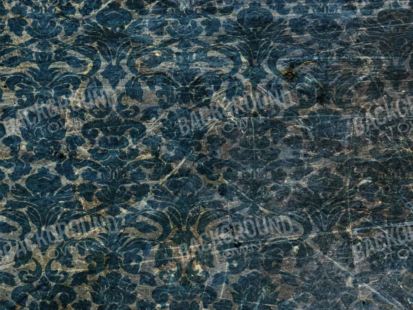 Vintage Wallpaper Blue 10X8 Fleece ( 120 X 96 Inch ) Backdrop